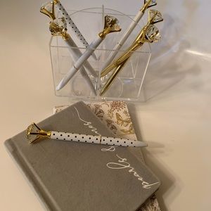 White w/black Polka Dots Diamond Ink Pen